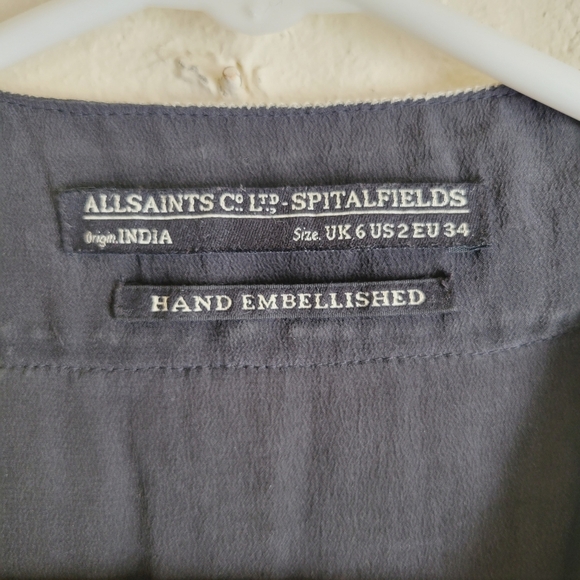 Allsaints Arcadian Black Maxi Dress Beaded Embellished Silk - Picture 5 of 15